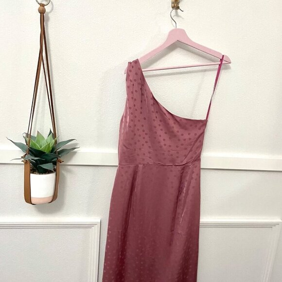 Favorite Daughter The Singles Table Dress Mauve Polka Dot One Shoulder Size 10 - Picture 6 of 8